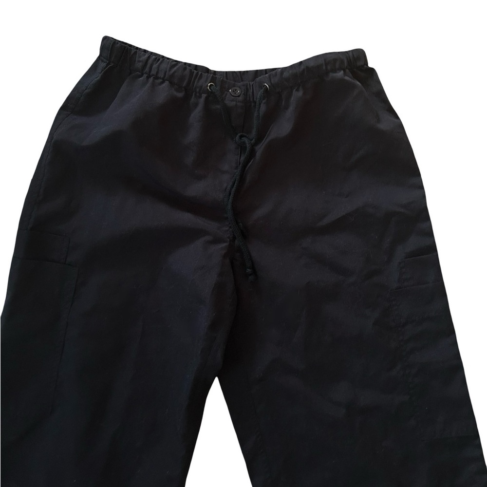Vtg Urban Groove Black Parachute Harem Soft Straight Wide Leg Cargo Pants - Picture 10 of 13
